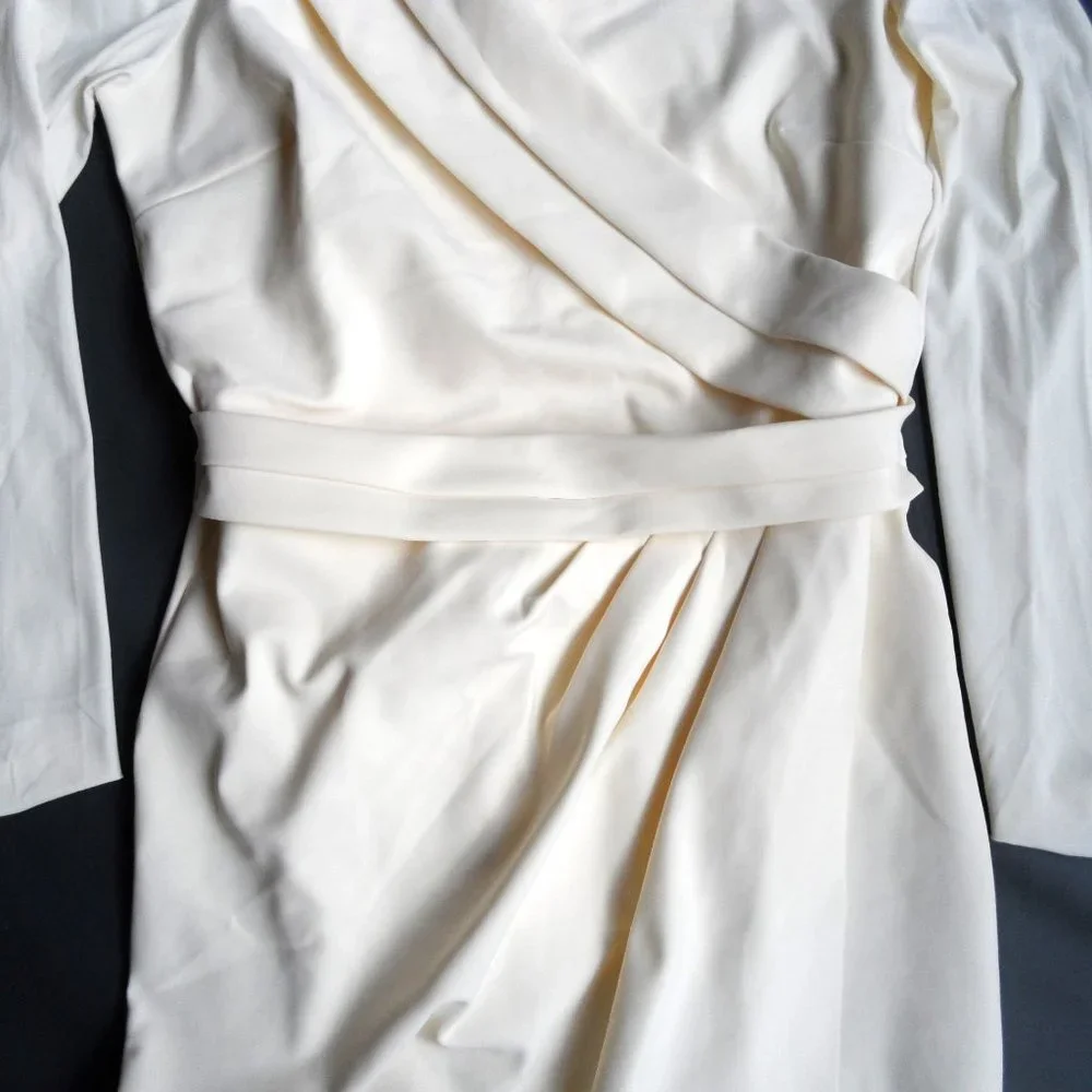 NWT$750 Chiara Boni La Petite Robe Jodene Pleated Wrap Midi Dress 46 10 - Picture 10 of 14